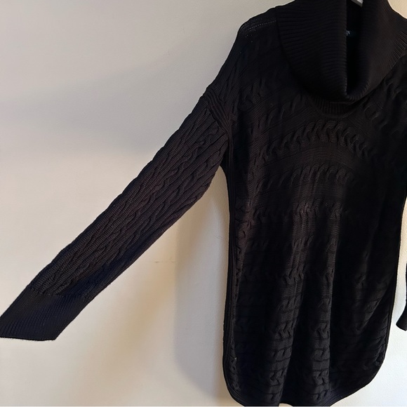 Lauren Ralph Lauren ~Black Cowl Neck Cableknit Tunic Sweater in 3X - Picture 4 of 12